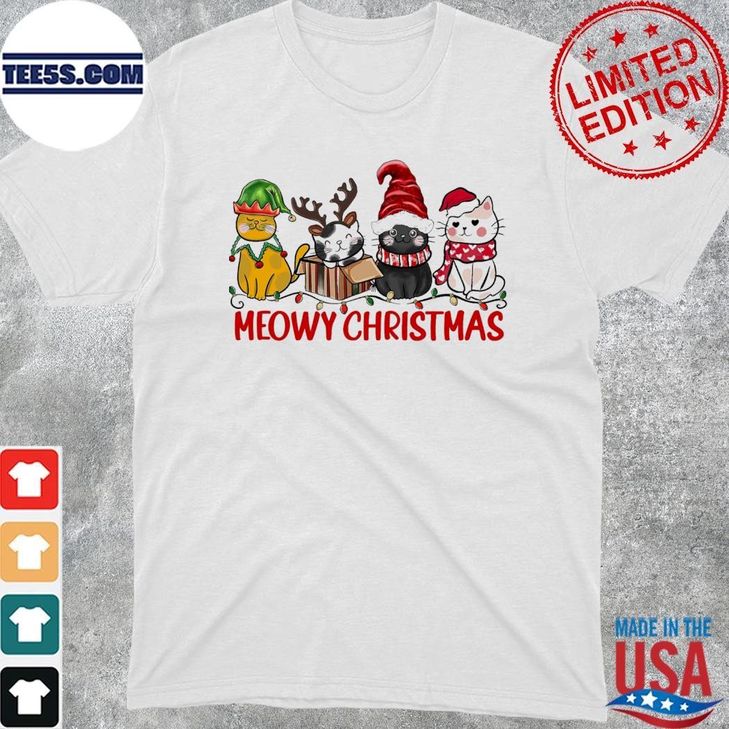 Cats hat santa, Gnomes and reindeer meowy christmas shirt