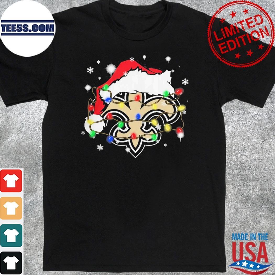 Christmas Light Hat Santa New Orleans Saints Logo Shirt