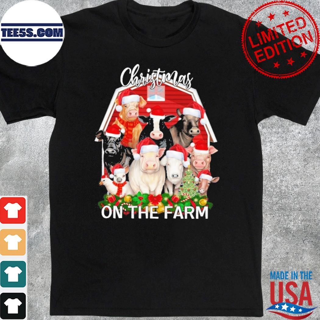 Cow, pig, chicken,... hat santa christmas on the farm christmas shirt