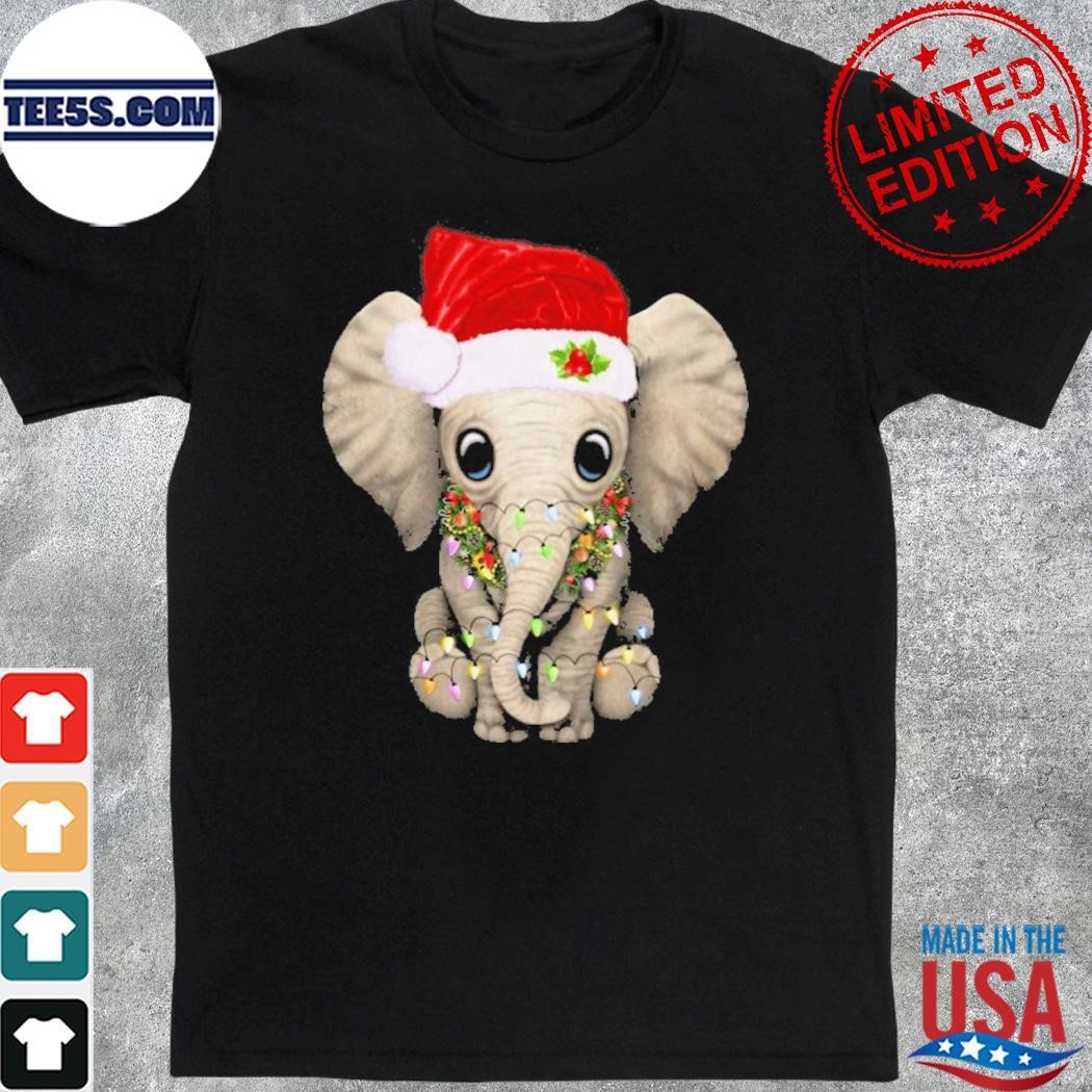 Elephant hat santa light merry christmas shirt