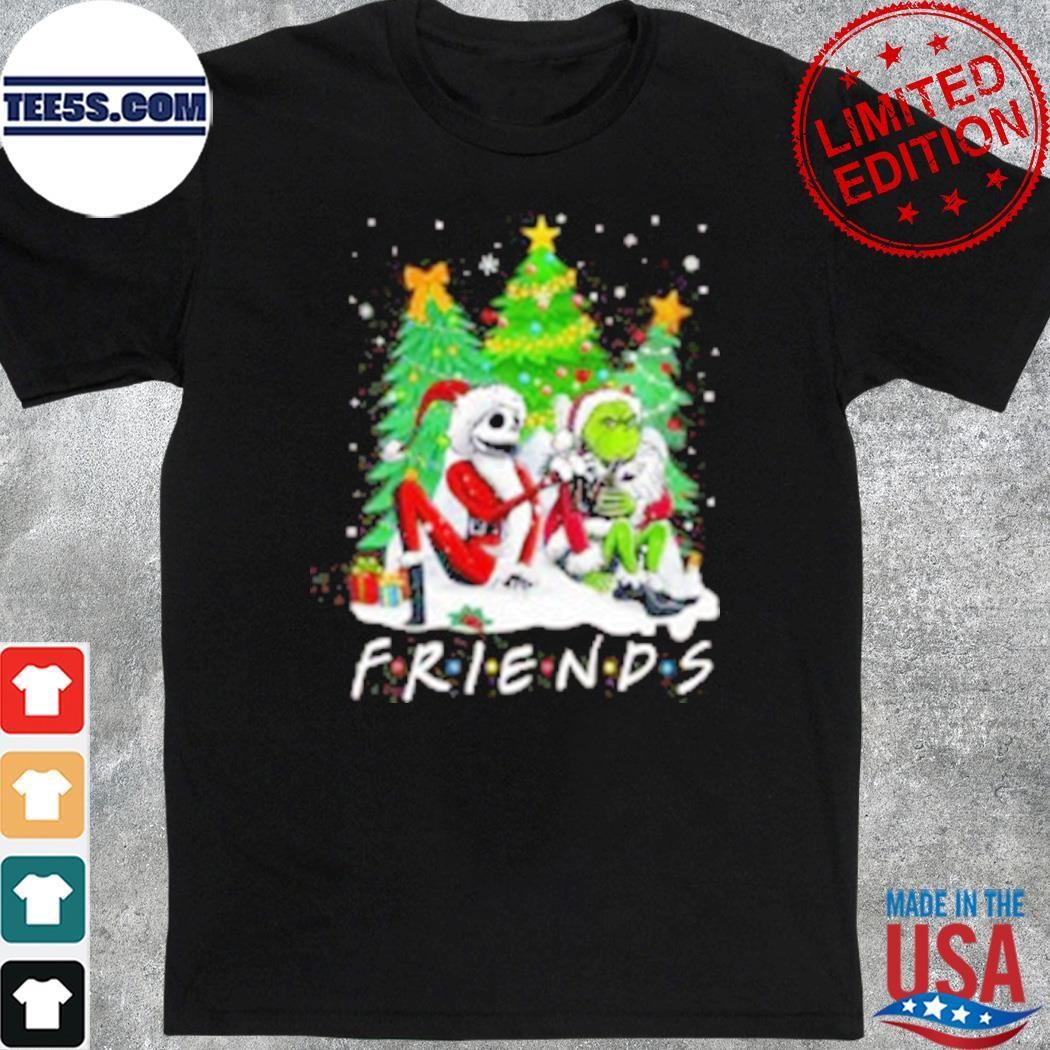 Friends Grinch and Jack Skellington santa mery christmas shirt