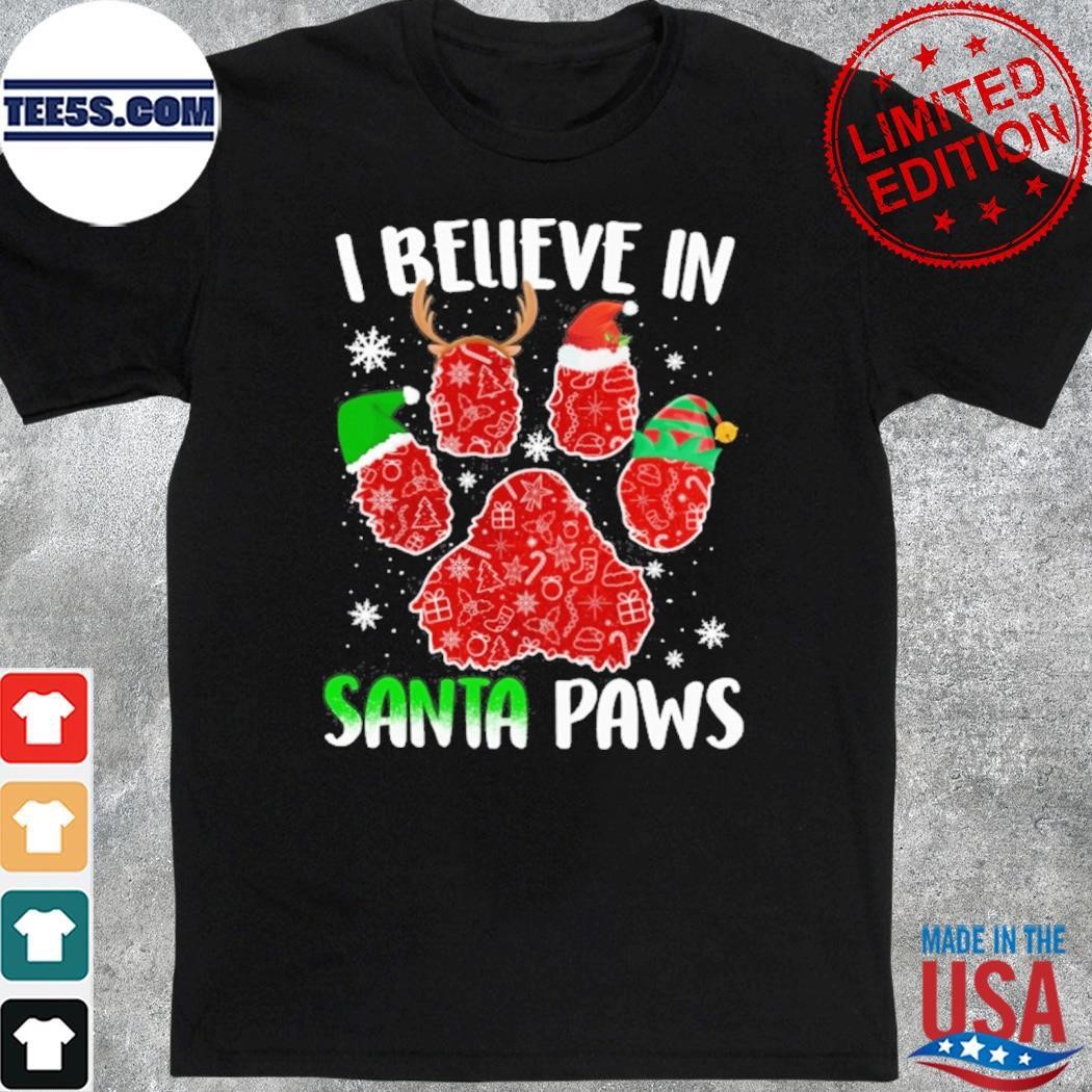 Funny Dog I believe in santa paws christmas shirt