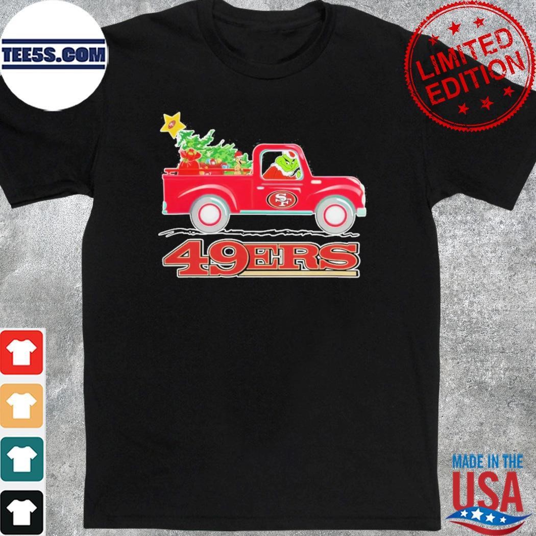 Grinch Hat Santa NFL San Francisco 49ers Driving Truck Christmas shirt