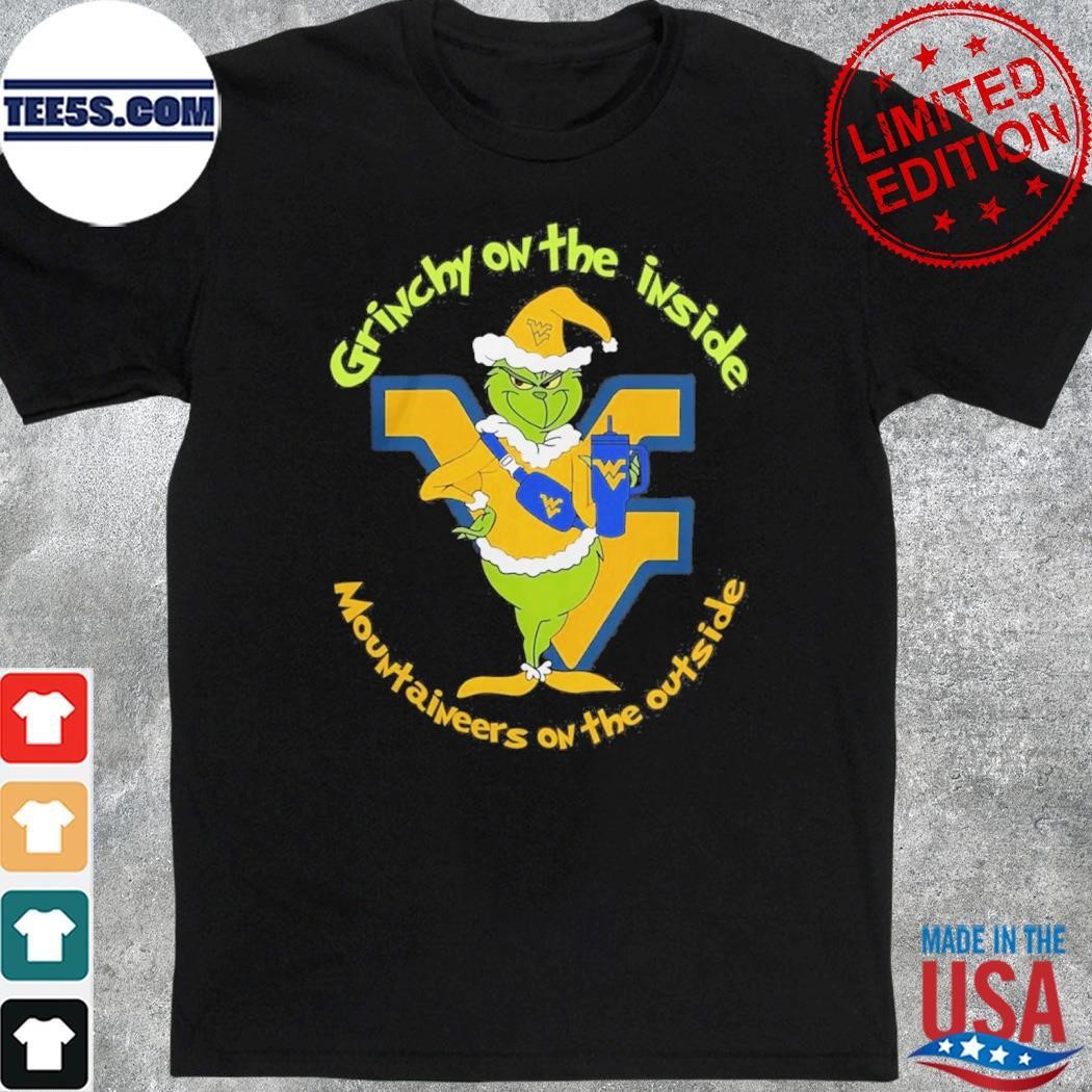 Grinch hat santa On The Inside Virginia Mountaineers On The Outside Christmas Shirt
