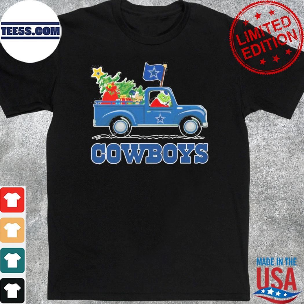 Grinch hat santa car Dallas Cowboys flag shirt