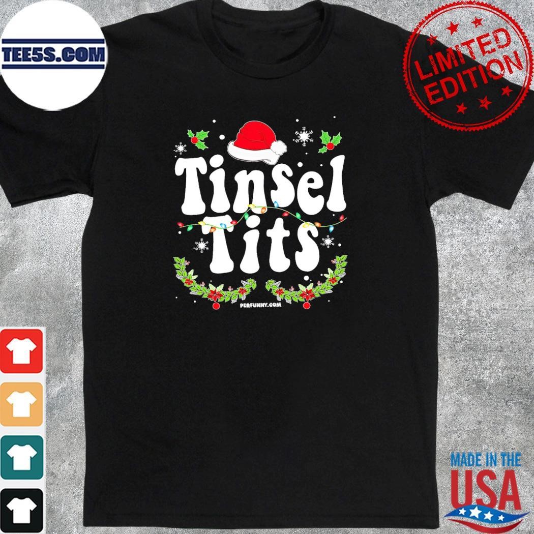 Hat santa tinsel tits merry christmas shirt