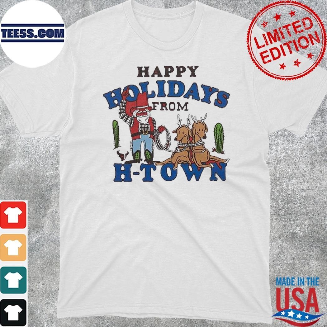 Homage Nfl Houston Texans Christmas Happy Holidays From H-Town Red Shirt