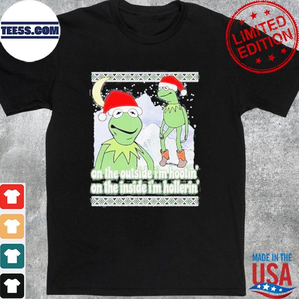 Hootin’ And Hollerin’ On The Outside I’m Hootin’ On The Inside I’m Hollerin’ At Christmas Tacky Ugly Xmas shirt