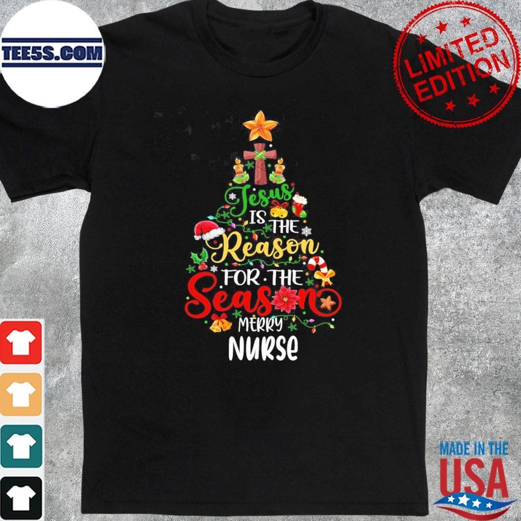 Jolly reason season merry nurse pine tree christmas shirt