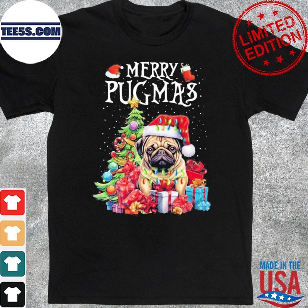 Pug dog hat santa merry Pugmas merry christmas shirt