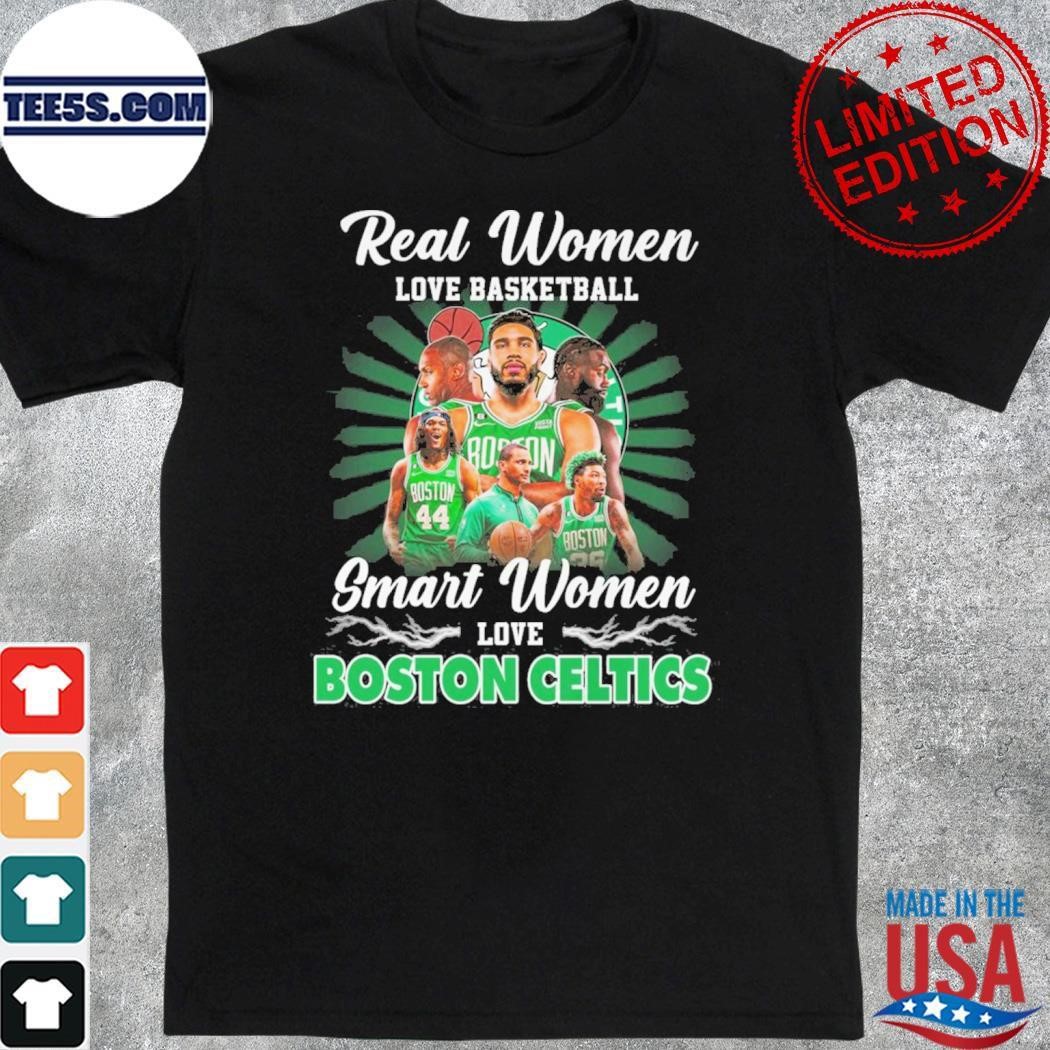 Real women love baseball smart women love Boston Celtics team name player shirt