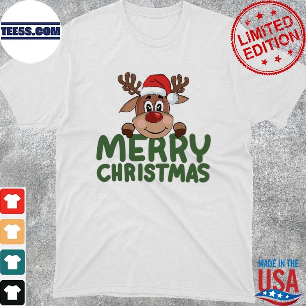 Reindeer hat santa merry christmas shirt