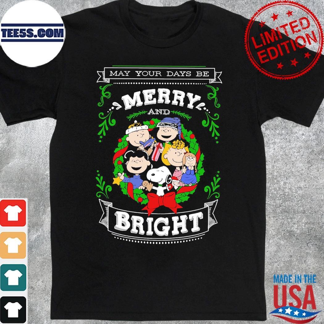 Snoopy and friends hat santa may your days be merry bright christmas shirt
