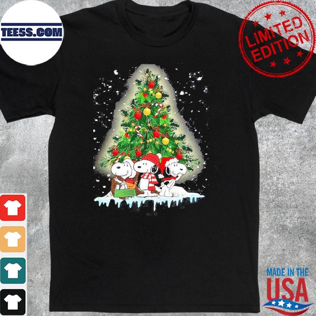 Snoopy hat santa pine tree merry christmas shirt