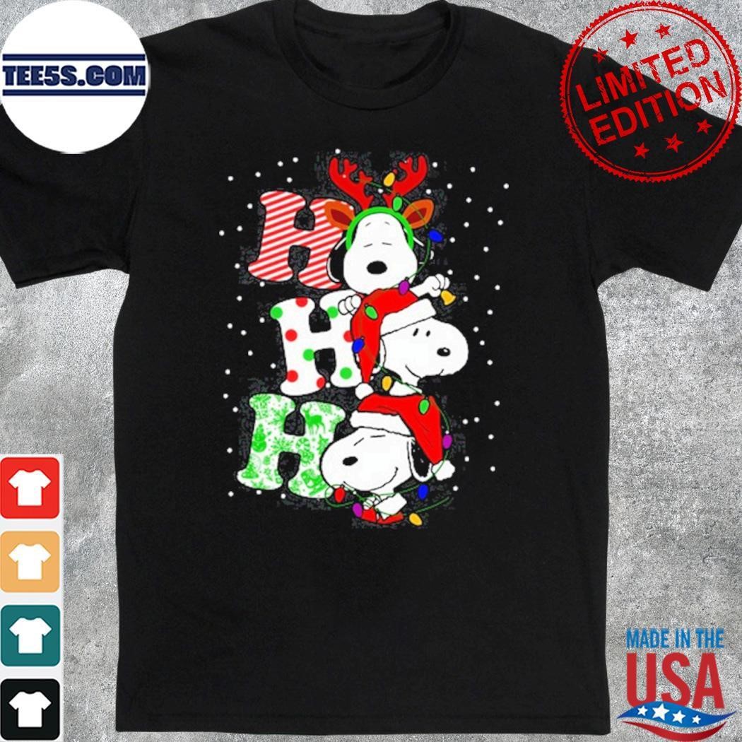 Snoopy hat santa reindeer ho ho ho merry christmas shirt