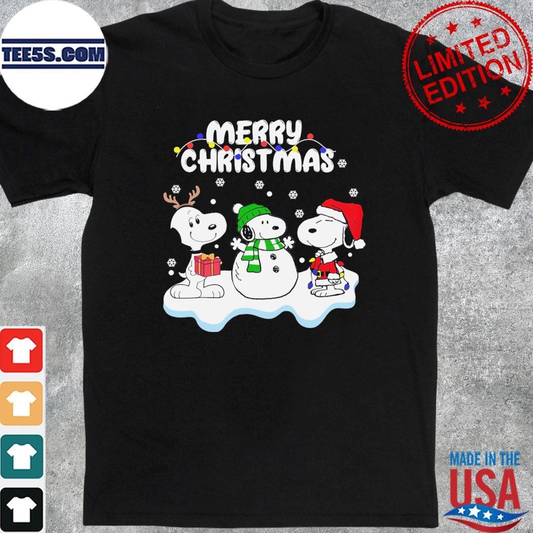 Snoopy hat santa reindeer merry christmas shirt