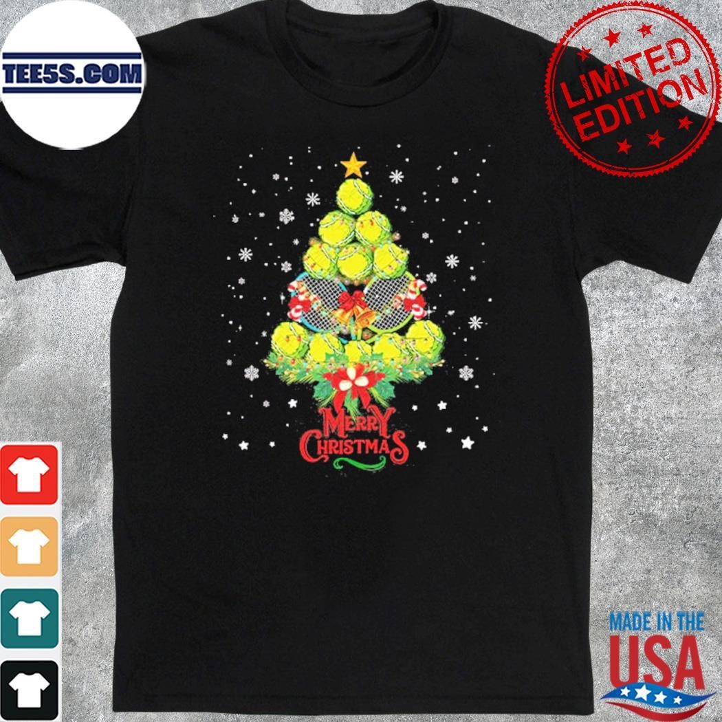 Tennis pine tree merry christmas shirt