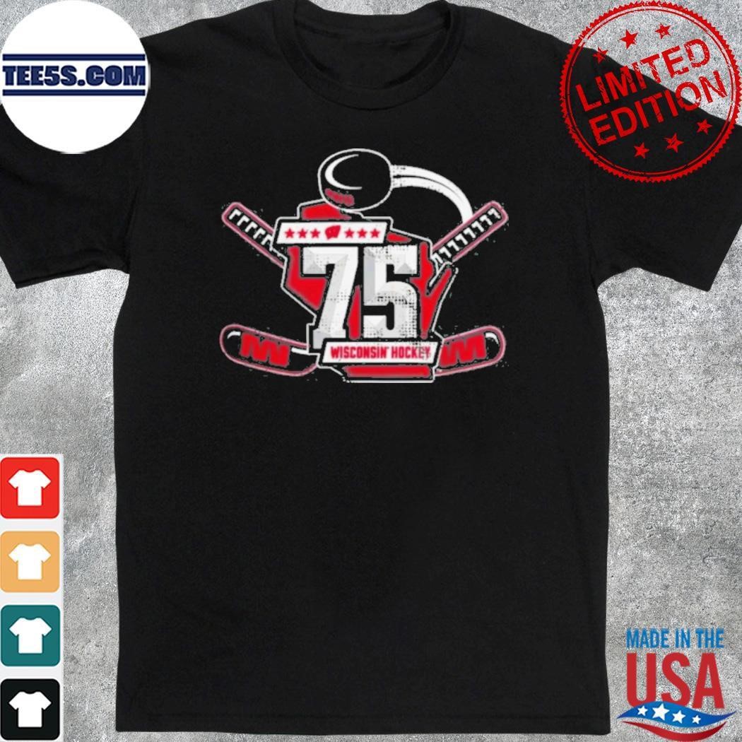 Wisconsin Badgers Black Hockey 75th Anniversary Commemorative shirt