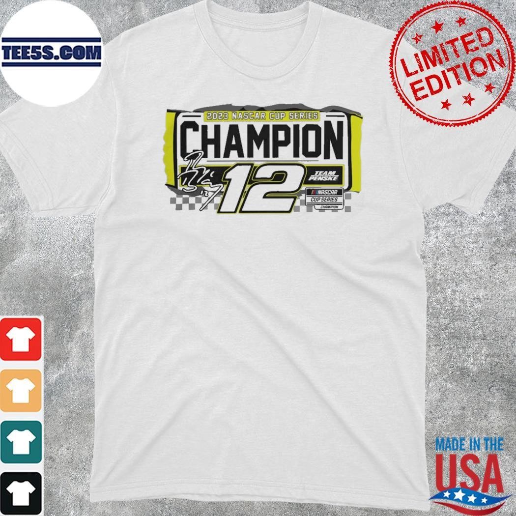Women's Ryan Blaney 12 Team Penske Heather Gray 2023 NASCAR Cup Series Champion Shirt
